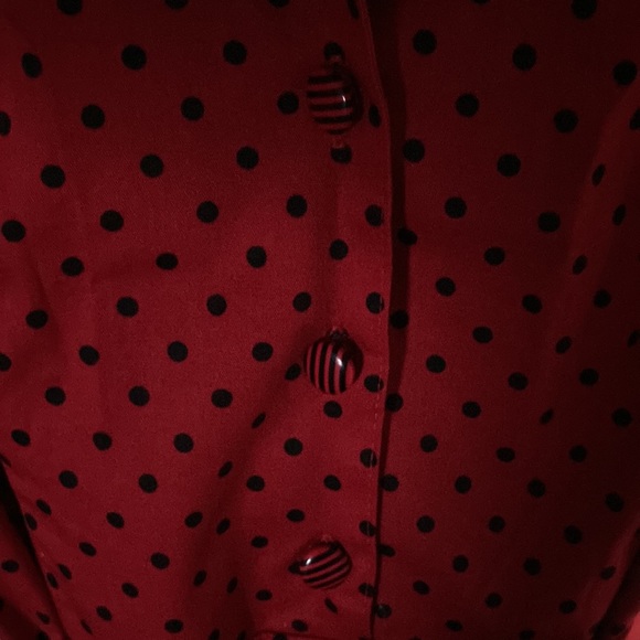 50’s-60’s Dress w’ Crinoline in Red/Black - Picture 4 of 4